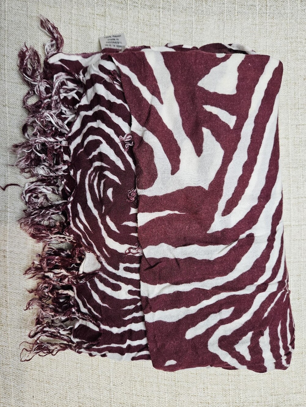 Maroon Brown & White Zebra Print Sarong - Unbranded